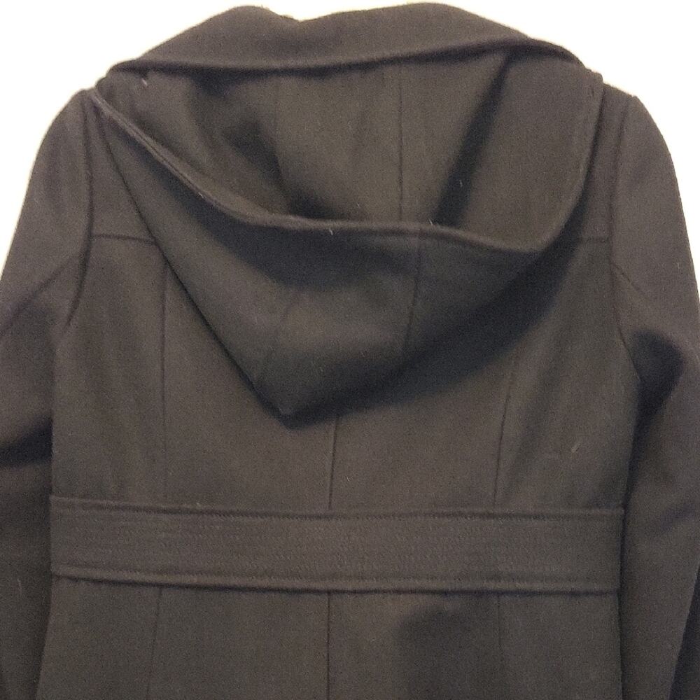 Kenneth Cole New York Women’s Size 4 Black Pea Coat Hooded Wool Button Front - Picture 4 of 14